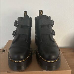 Black Leather Buckle Boots